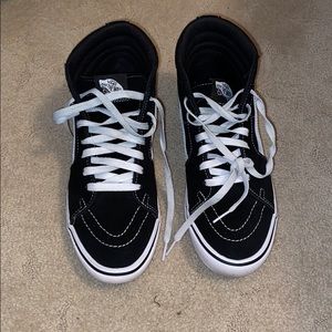 Black and White Vans hi-tops w/ Comfy Cush Insole